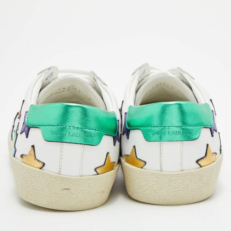 Pre Owned Saint Laurent White Leather Star Court Classic Low Top Sneakers Size 39