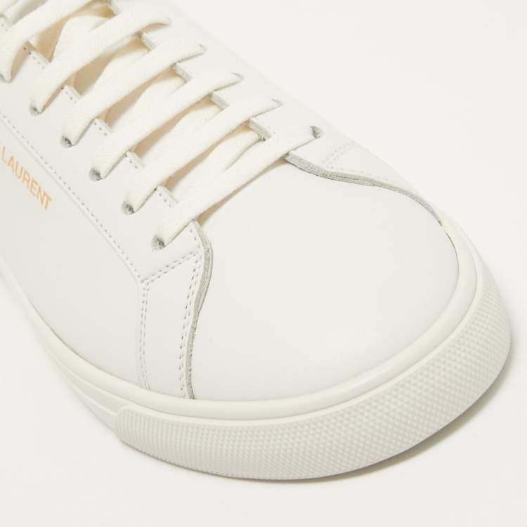 Pre Owned Saint Laurent Paris White Leather Andy Sneakers Size 37.5