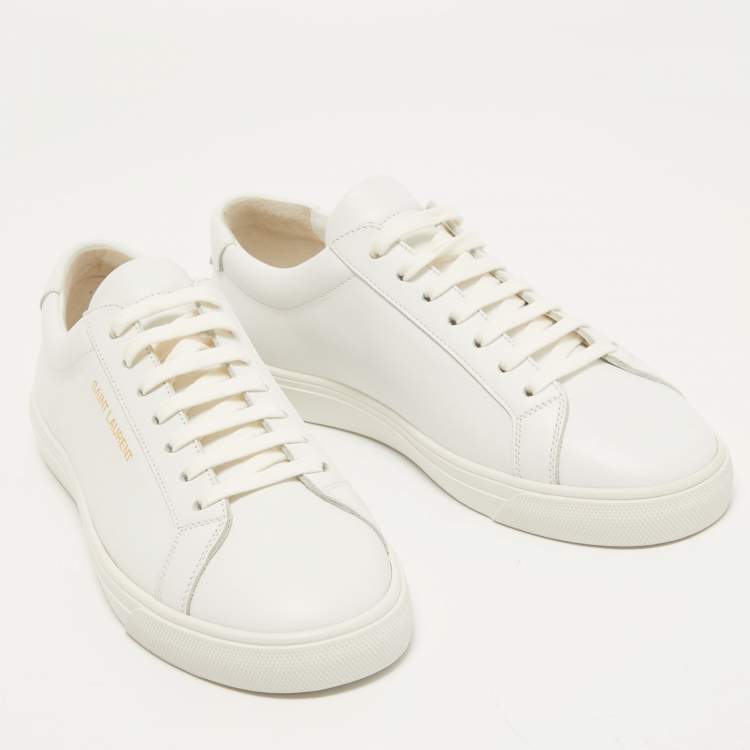 Pre Owned Saint Laurent Paris White Leather Andy Sneakers Size 37.5