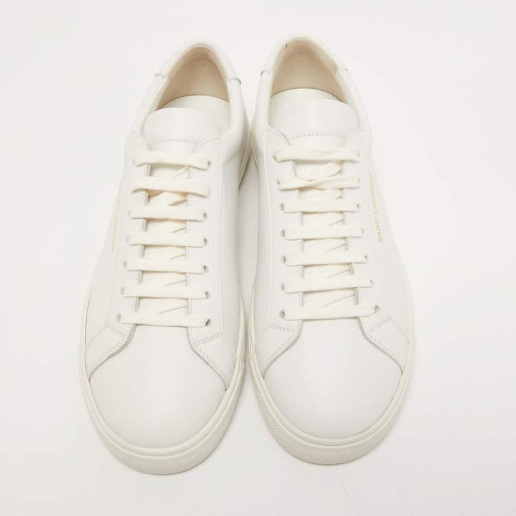 Pre Owned Saint Laurent Paris White Leather Andy Sneakers Size 37.5