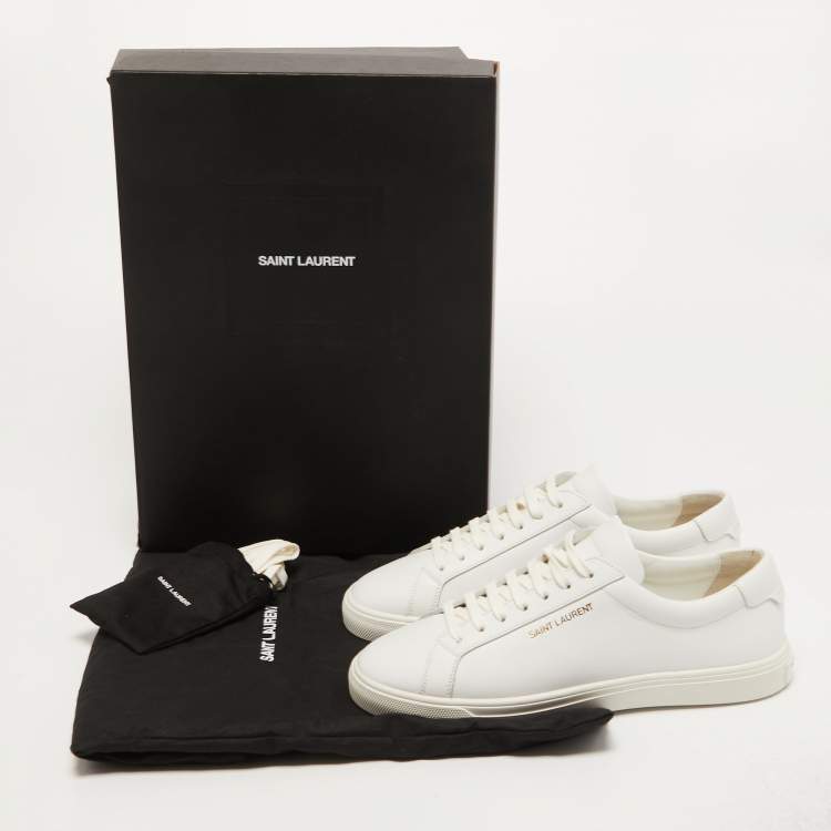 Pre Owned Saint Laurent Paris White Leather Andy Sneakers Size 37.5