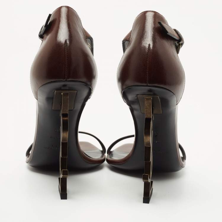 Pre Owned Saint Laurent Brown Leather Opyum Sandals Size 39