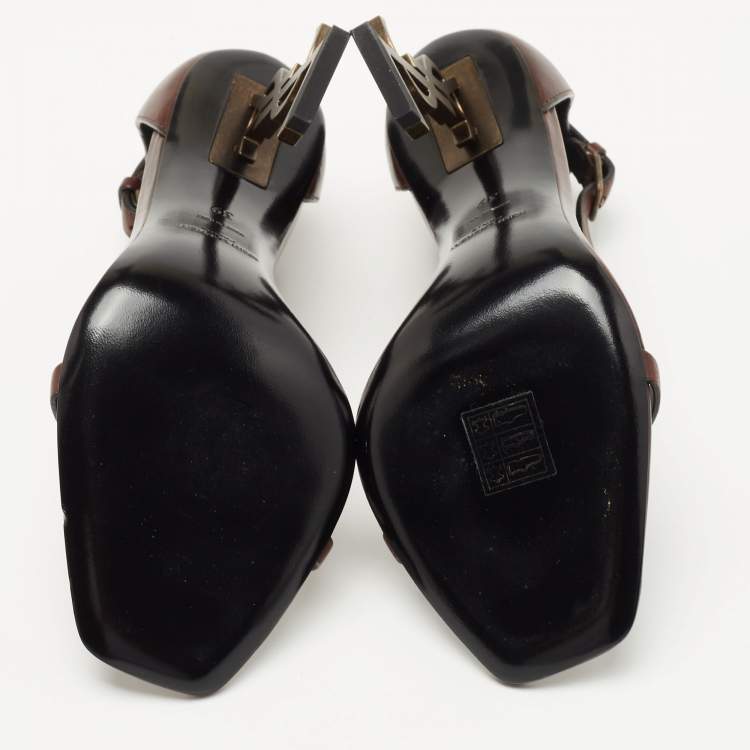 Pre Owned Saint Laurent Brown Leather Opyum Sandals Size 39