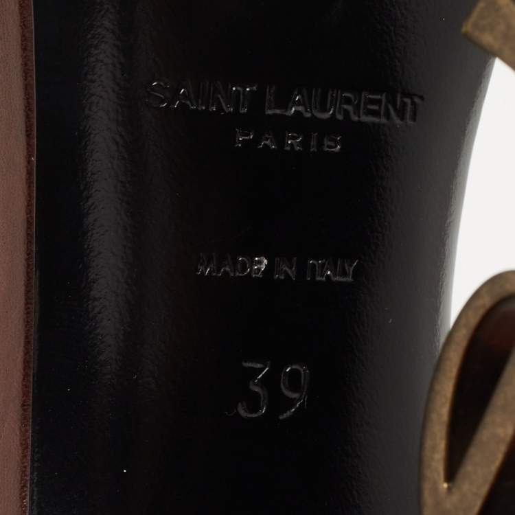 Pre Owned Saint Laurent Brown Leather Opyum Sandals Size 39
