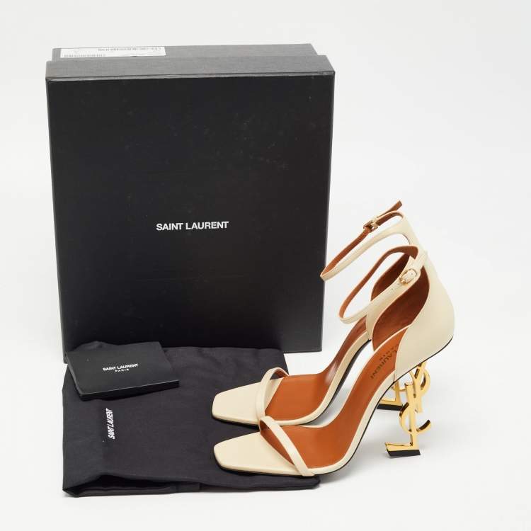 مملوكة مسبقًا Saint Laurent Cream Leather  Opyum Sandals Size 39