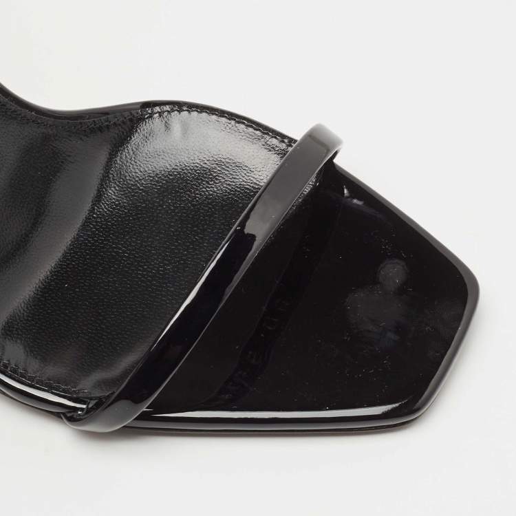 Pre Owned Saint Laurent Black Patent Leather Opyum Ankle Strap Sandals Size 40