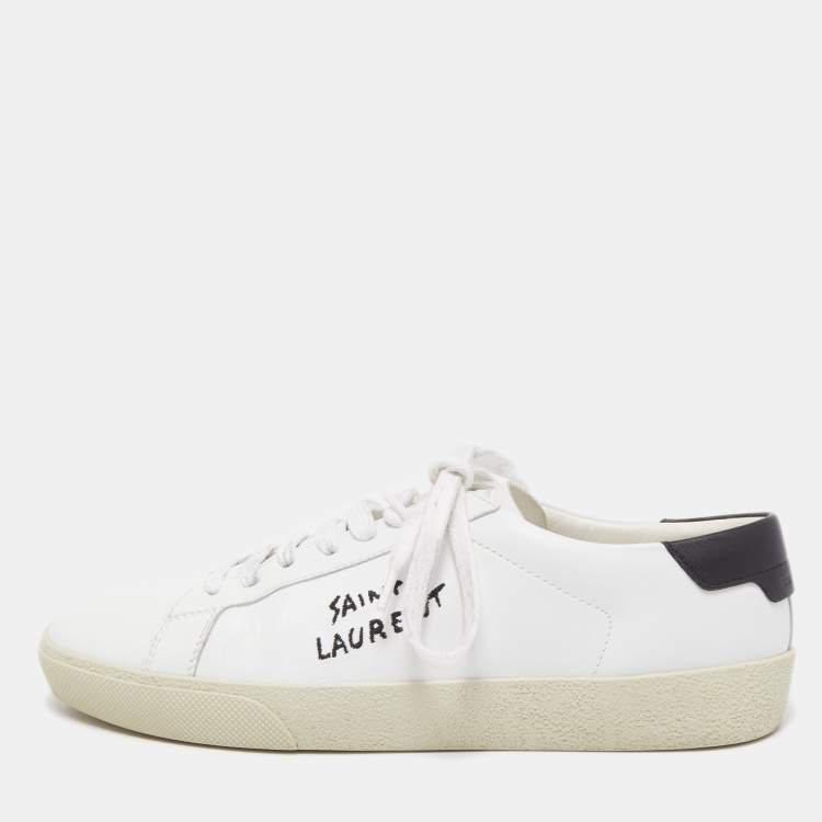 مملوكة مسبقًا Saint Laurent White Leather Court Classic Sneaker Size 39