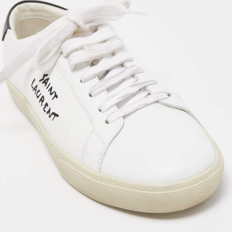 مملوكة مسبقًا Saint Laurent White Leather Court Classic Sneaker Size 39