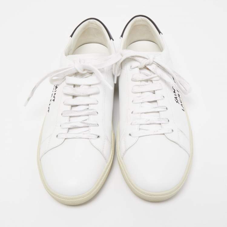 مملوكة مسبقًا Saint Laurent White Leather Court Classic Sneaker Size 39