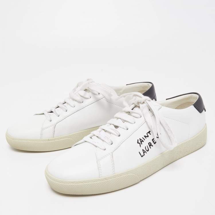 مملوكة مسبقًا Saint Laurent White Leather Court Classic Sneaker Size 39