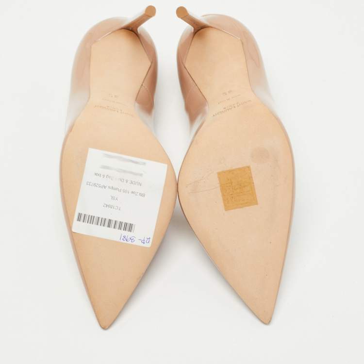 Pre Owned Saint Laurent Beige Patent Leather Anja Pumps Size 35