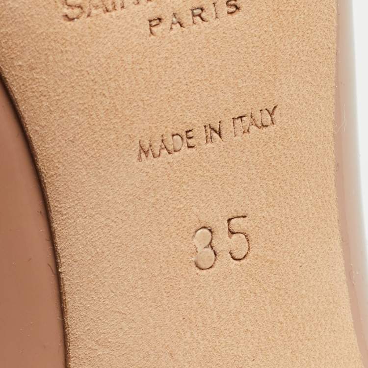 Pre Owned Saint Laurent Beige Patent Leather Anja Pumps Size 35