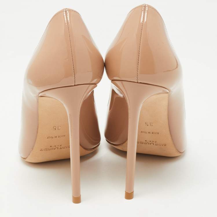 Pre Owned Saint Laurent Beige Patent Leather Anja Pumps Size 35
