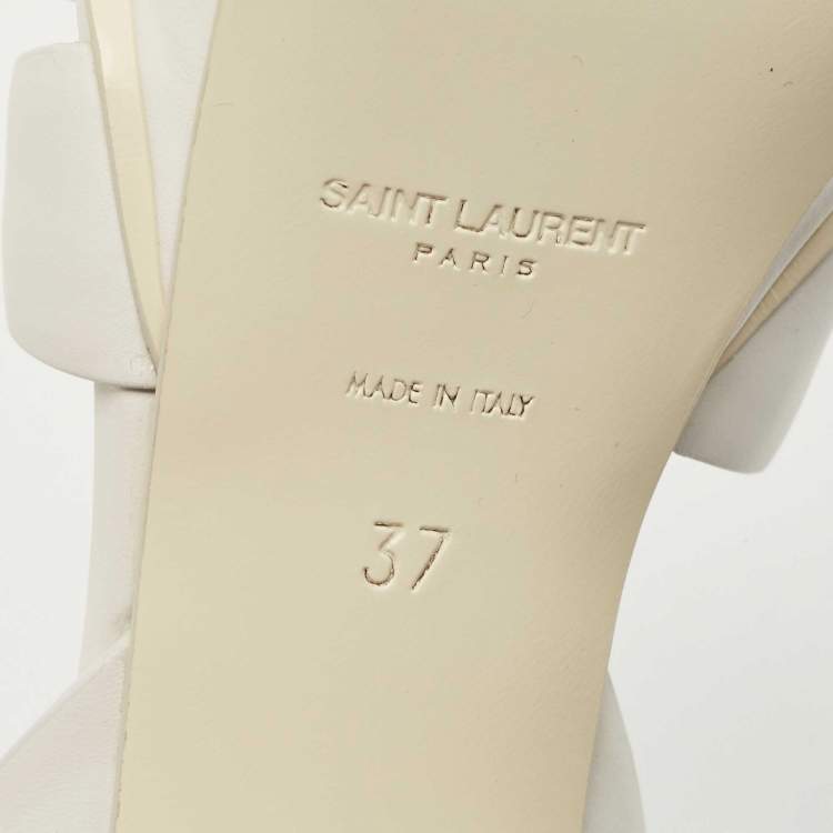 Pre Owned Saint Laurent White Leather Tribute  Sandals Size 37