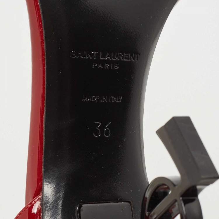 Pre Owned Saint Laurent Burgundy Patent Leather Opyum Sandals Size 36