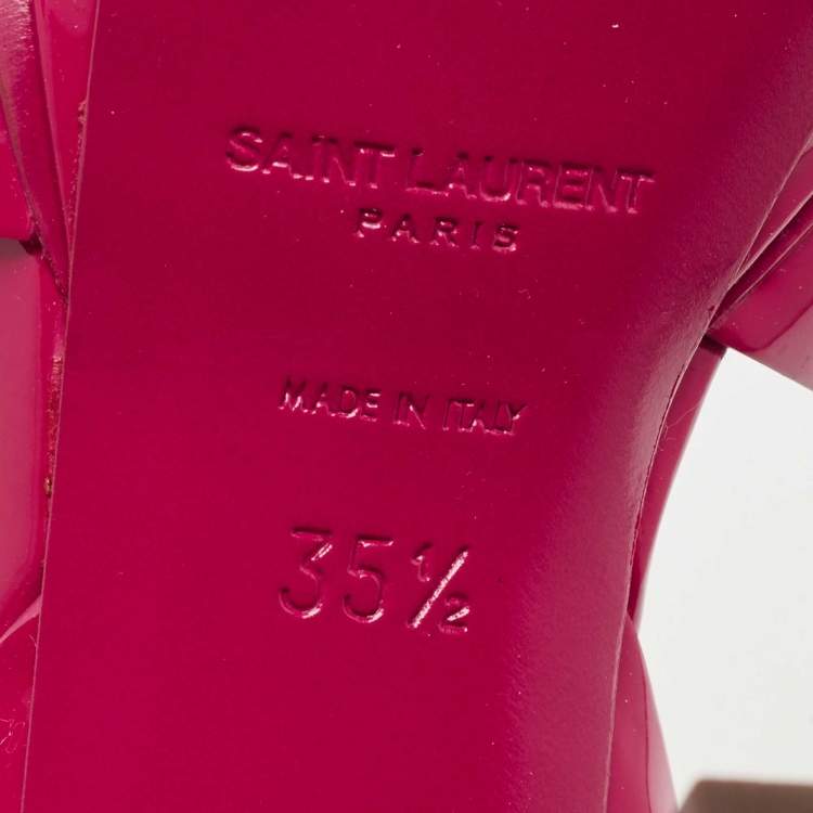 Pre Owned Saint Laurent Pink Patent Leather Tribute Sandals Size 35.5