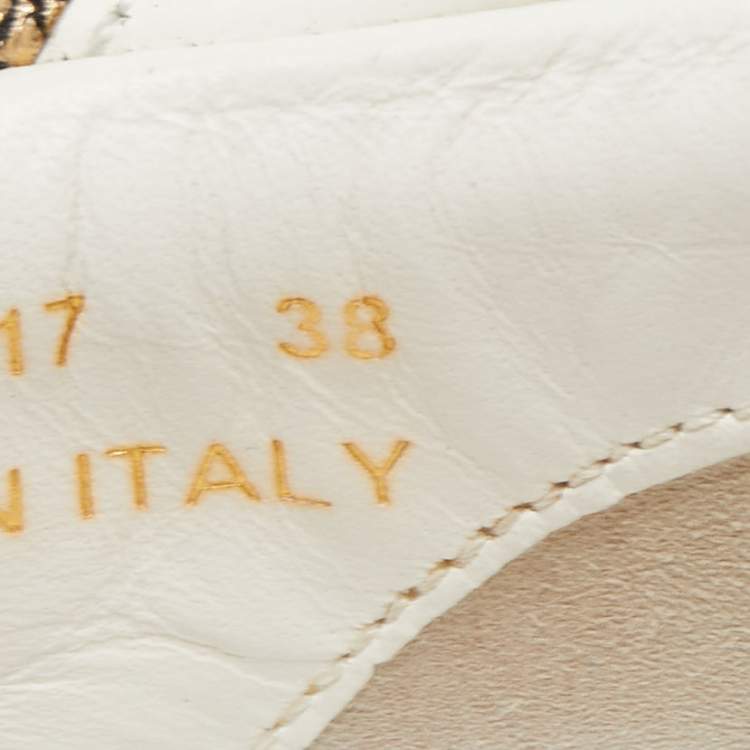 Pre Owned Saint Laurent Gold/Silver Crinkled Leather Court Classic Star Sneakers Size 38