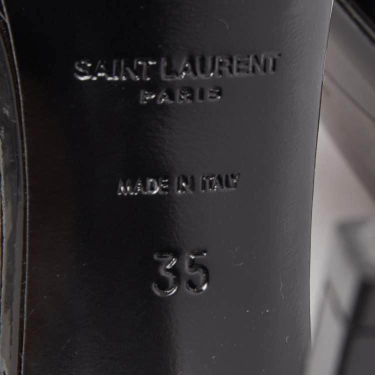 Pre Owned Saint Laurent Black Patent Leather Jane Sandals Size 35