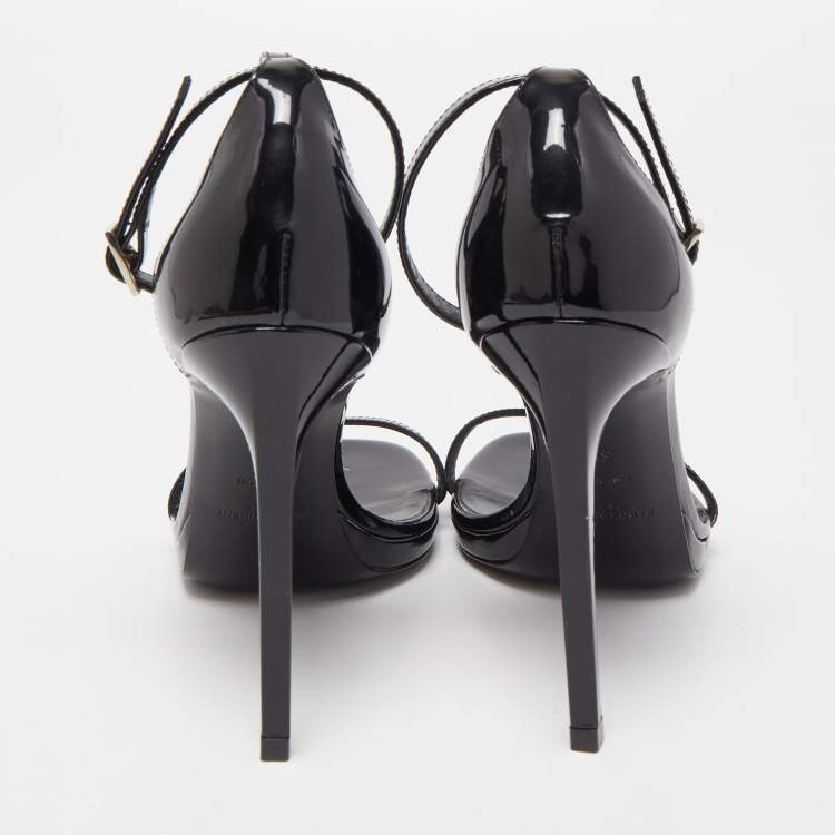 Pre Owned Saint Laurent Black Patent Leather Jane Sandals Size 35