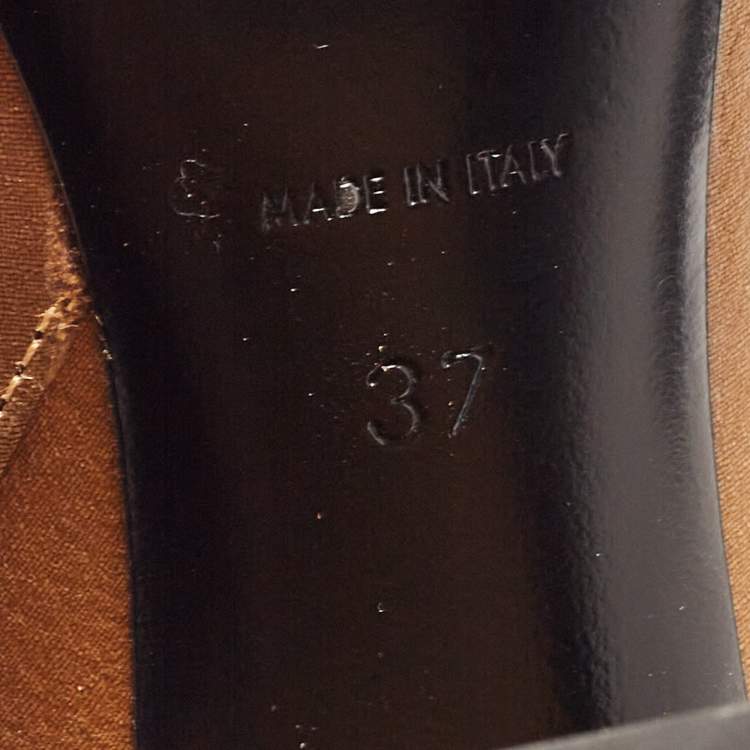 Pre Owned Saint Laurent Gold Leather Ankle Booties Size 37
