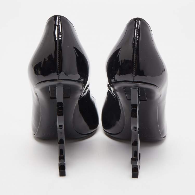 Pre Owned Saint Laurent Black Patent Leather Opyum Pointed Toe Pumps Size 36