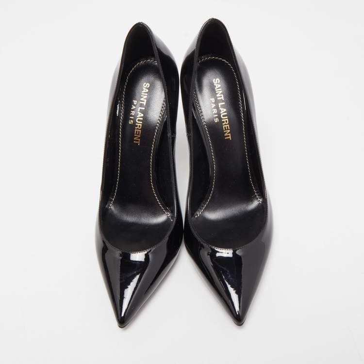 Pre Owned Saint Laurent Black Patent Leather Opyum Pointed Toe Pumps Size 36