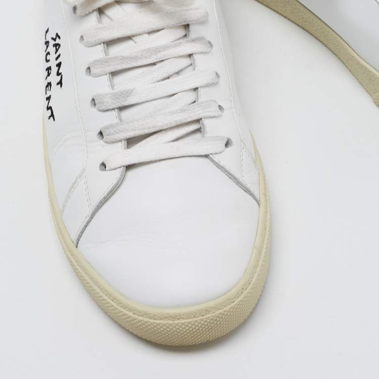 Pre Owned Saint Laurent White Leather Court Classic Sneakers Size 38