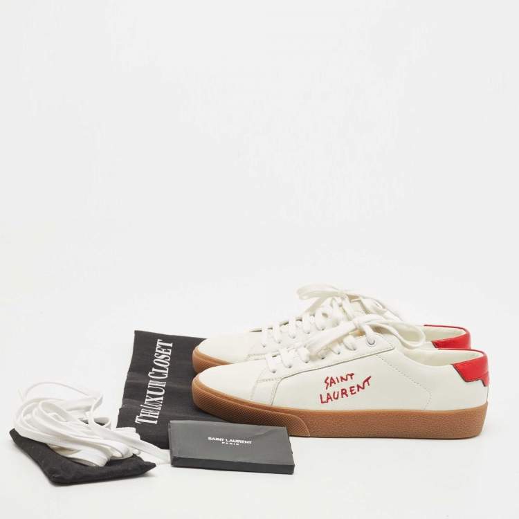 Pre Owned Saint Laurent White Leather Court Classic Sneakers Size 38