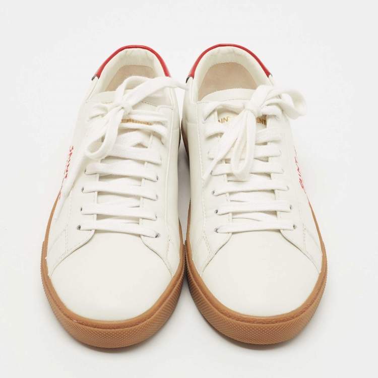 Pre Owned Saint Laurent White Leather Court Classic Sneakers Size 38