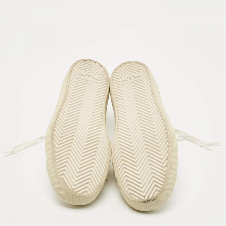 Pre Owned Saint Laurent White Canvas Yeah Baby Embroidered Low Top Sneakers Size 37.5