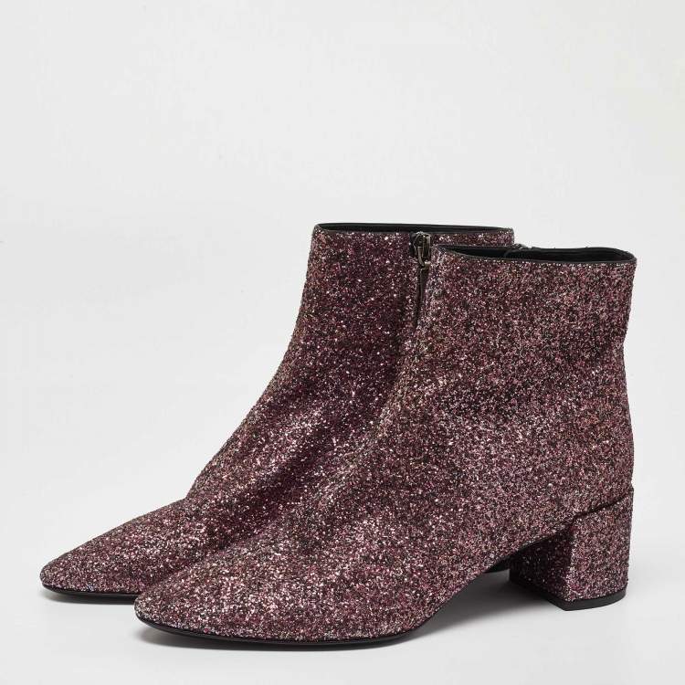 Saint laurent hot sale glitter boots