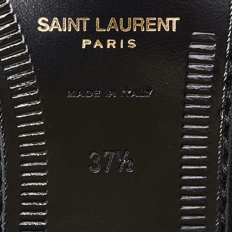 Pre Owned Saint Laurent Black Patent Leather Penny Le Loafers Size 37.5