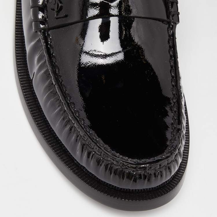 Pre Owned Saint Laurent Black Patent Leather Penny Le Loafers Size 37.5