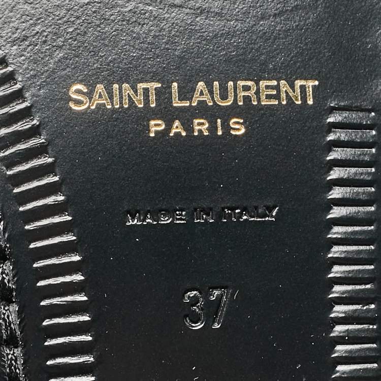 Pre Owned Saint Laurent Black Leather Slip On Loafers Size 37