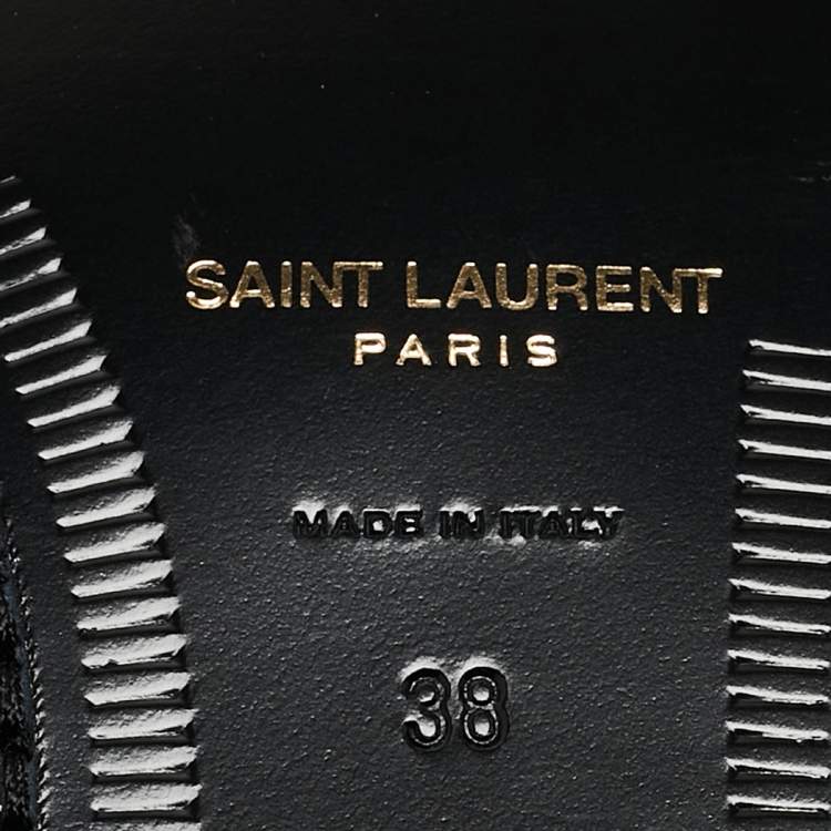 Pre Owned Saint Laurent  Black Leather Penny Slip On Loafers Size 38