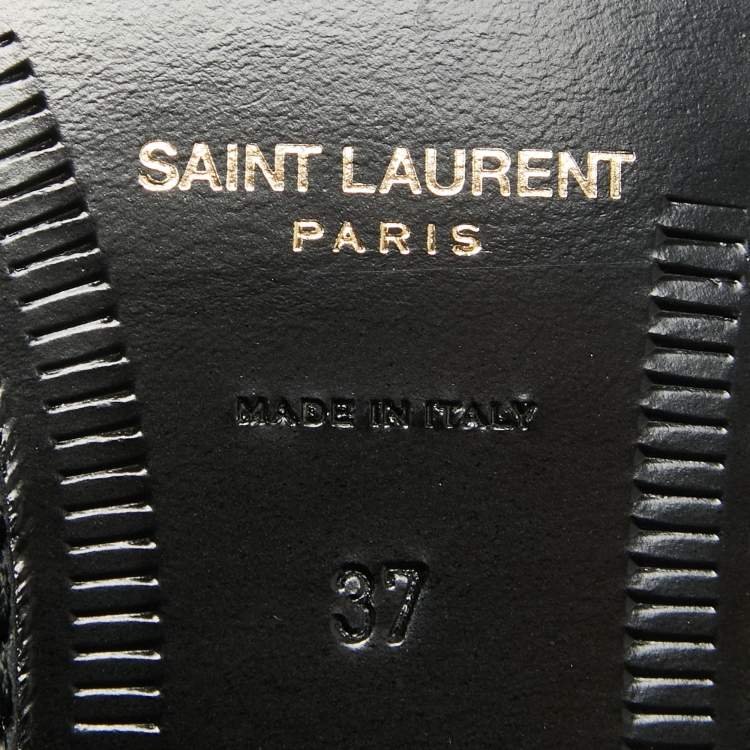 Pre Owned Saint Laurent Black Leather Penny Loafers Size 37