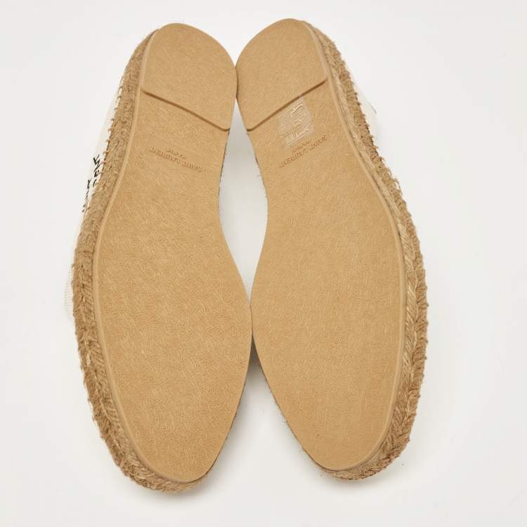 Pre Owned Saint Laurent  Cream Canvas and Leather Espadrille Flats Size 40