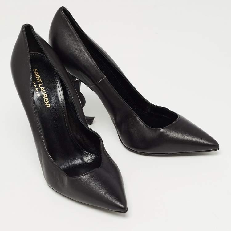 Pre Owned Saint Laurent Black Leather Opyum Pumps Size 40