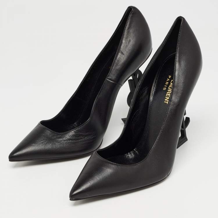 Pre Owned Saint Laurent Black Leather Opyum Pumps Size 40