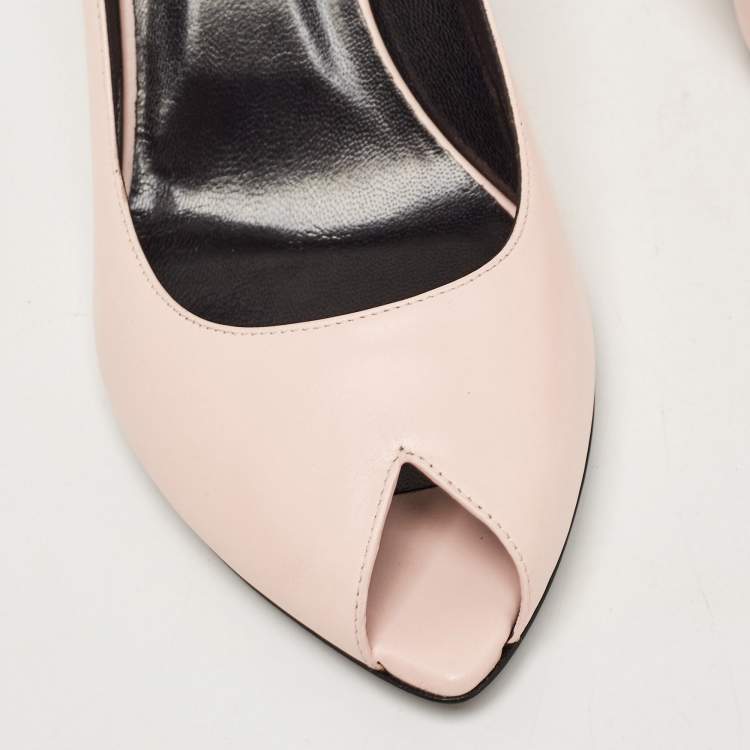 Pre Owned Saint Laurent Light Pink Leather Peep Toe Pumps Size 40