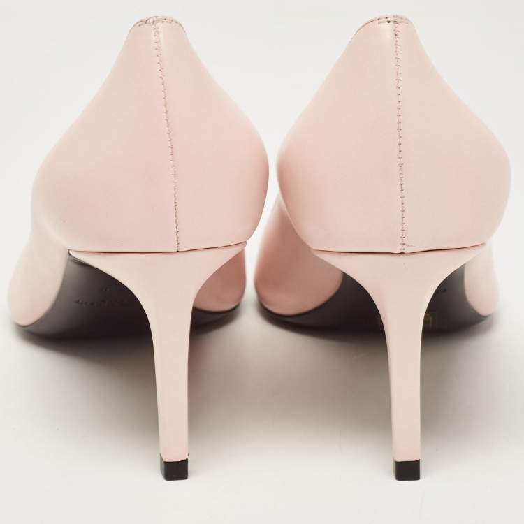 Pre Owned Saint Laurent Light Pink Leather Peep Toe Pumps Size 40
