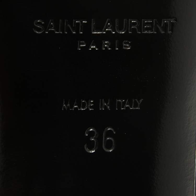 مملوكة مسبقًا Saint Laurent Black/White Leather Studded Pointed Toe Pumps Size 36