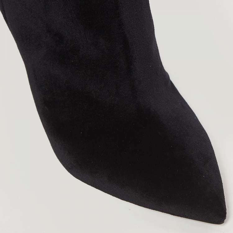 Pre Owned Saint Laurent Black Velvet Niki Over The Knee Boots Size 40