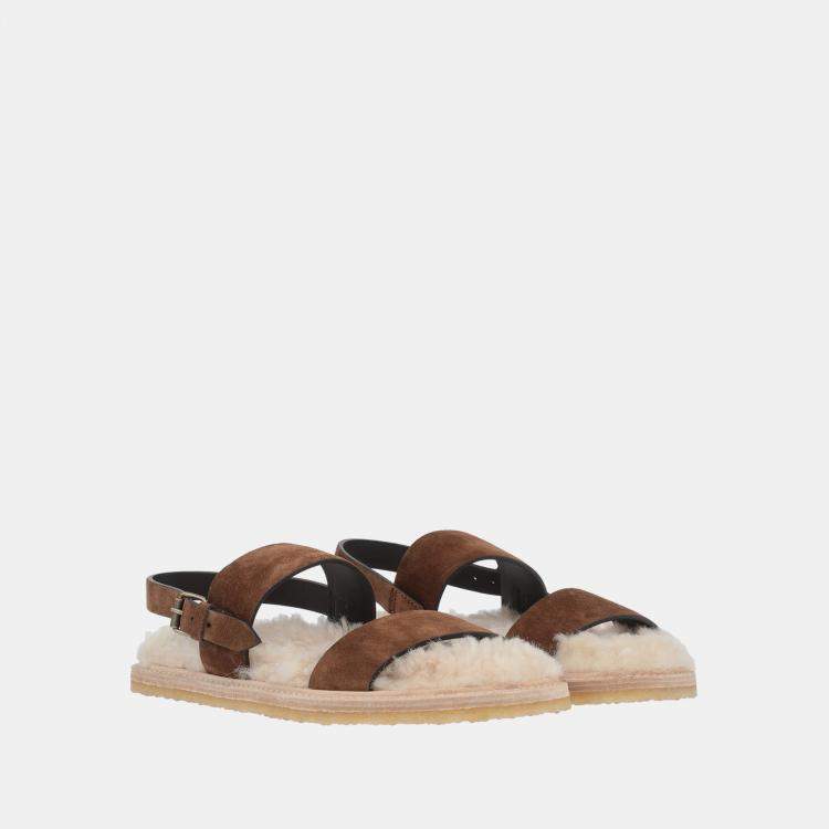 Pre Owned Saint Laurent Nubuck Leather Sandals 38