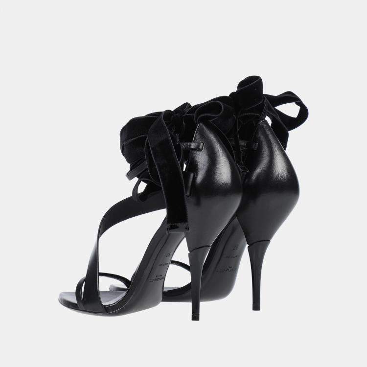 Pre Owned Saint Laurent Leather Ankle Strap Sandals 37.5