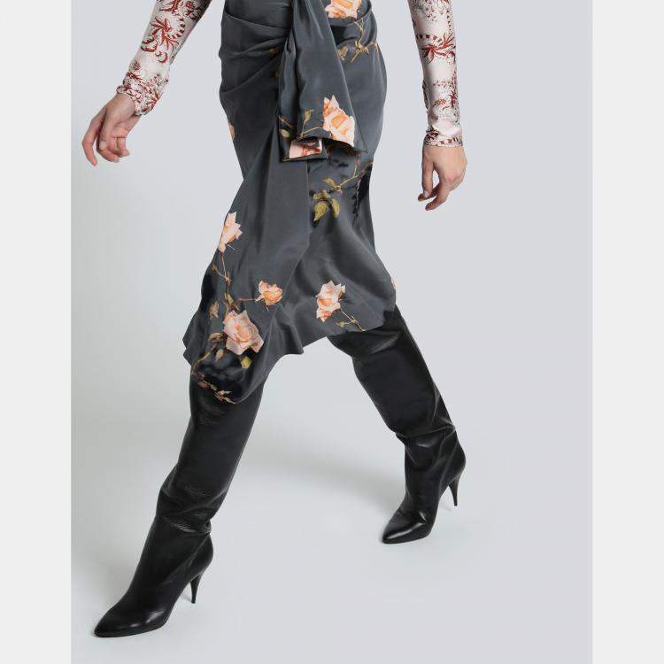 Pre Owned Saint Laurent Leather Knee Length Boots 39