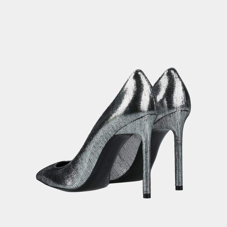 Pre Owned Saint Laurent Metallic Suede Anja Pumps 40
