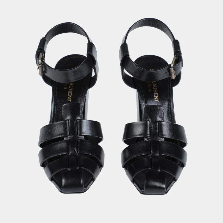 Pre Owned Saint Laurent Leather Ankle Strap Sandals Size 40