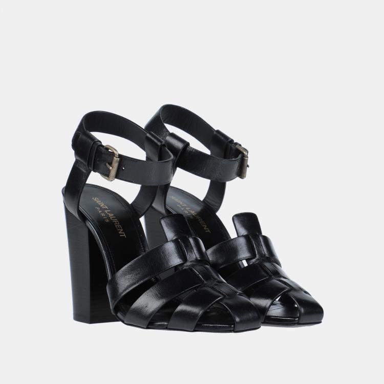 Pre Owned Saint Laurent Leather Ankle Strap Sandals Size 40