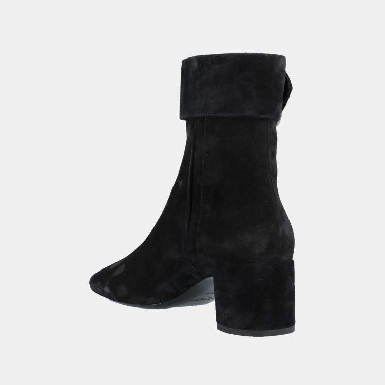 Pre Owned Saint Laurent Suede Buckle Detail Ankle Boots 38.5
